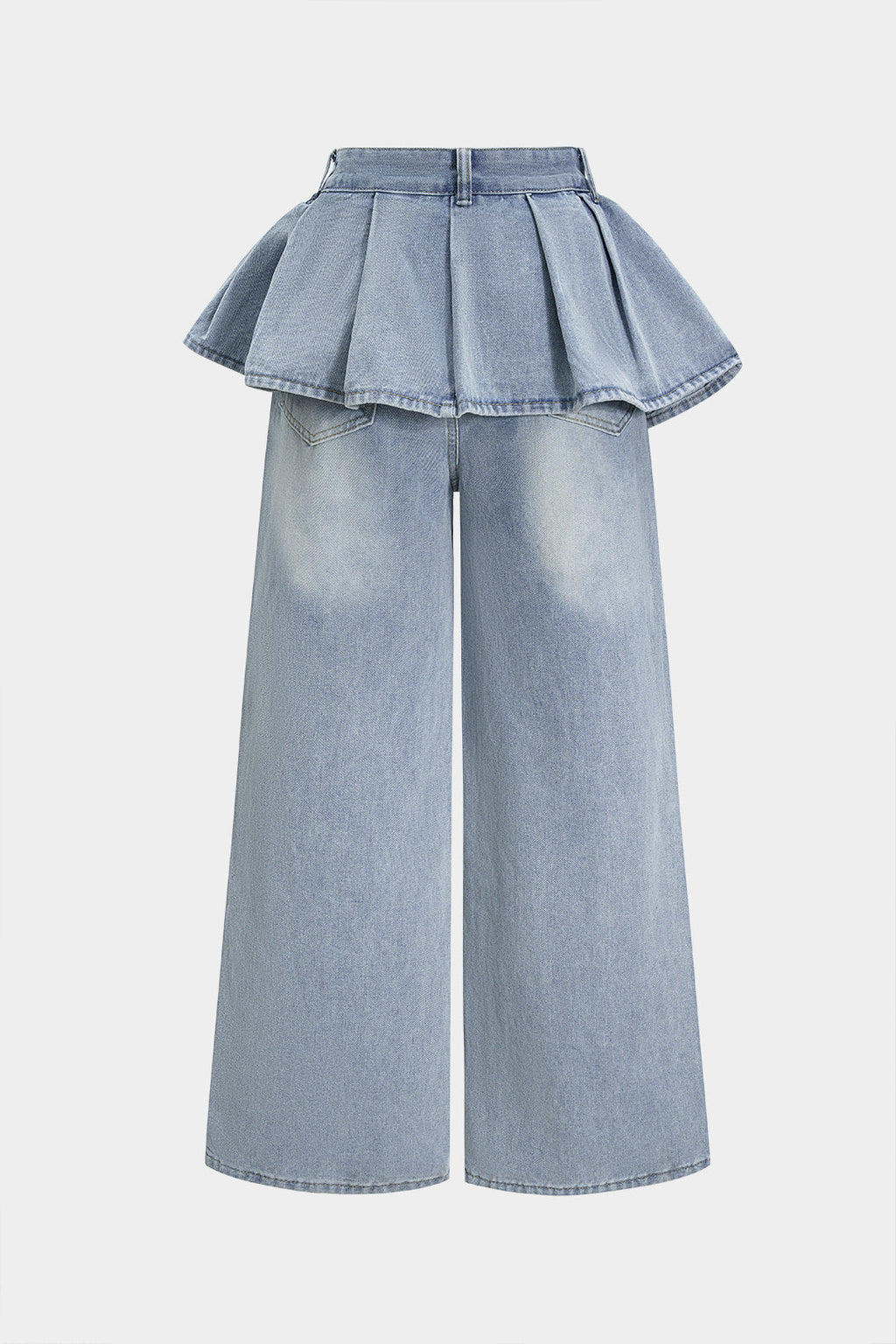 Gabriela™ | JEANS DE TIRO ALTO CON VOLANTE PLISADO