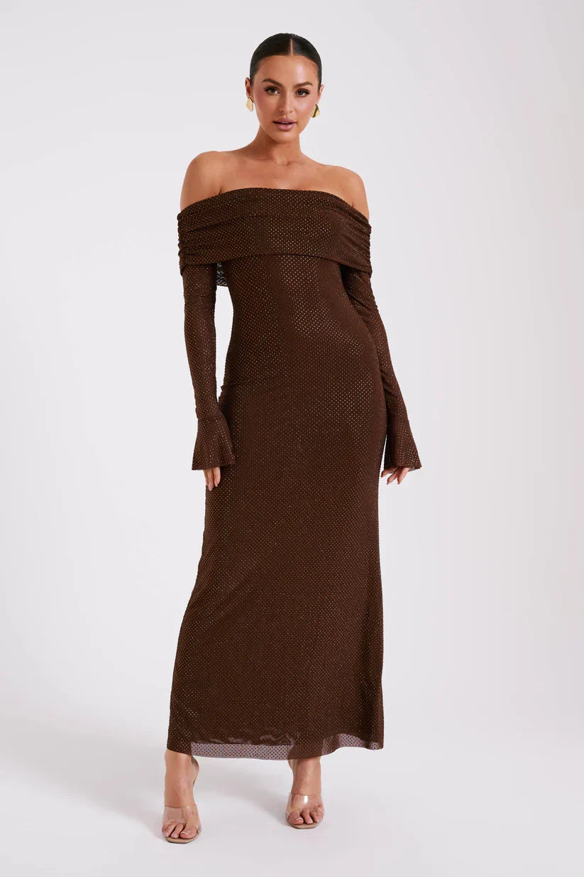 Ariadna™ | VESTIDO MAXI DE HOMBROS DESCUBIERTOS