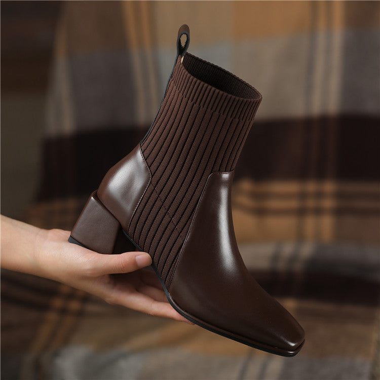 Valeria - Botines Tacón Grueso Elástico