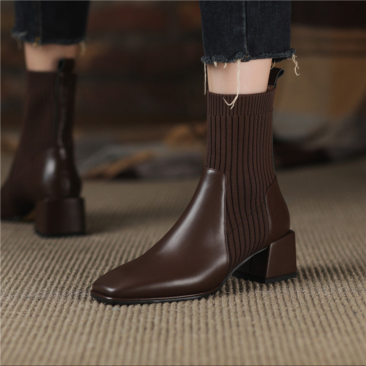 Valeria - Botines Tacón Grueso Elástico
