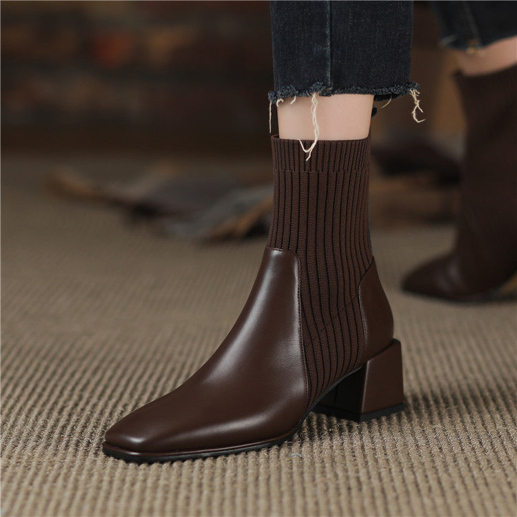 Valeria - Botines Tacón Grueso Elástico