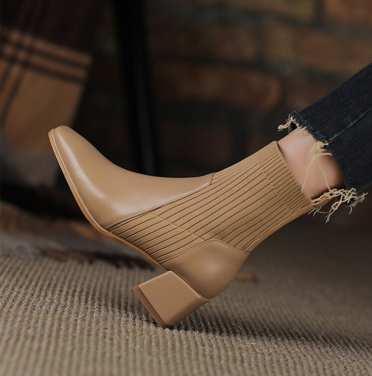 Valeria - Botines Tacón Grueso Elástico