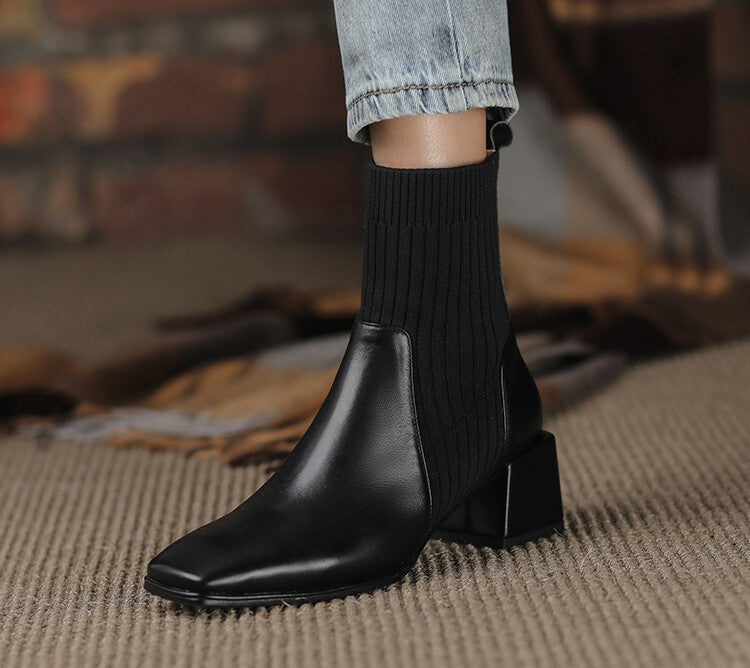Valeria - Botines Tacón Grueso Elástico
