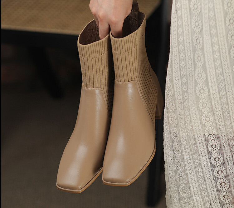 Valeria - Botines Tacón Grueso Elástico
