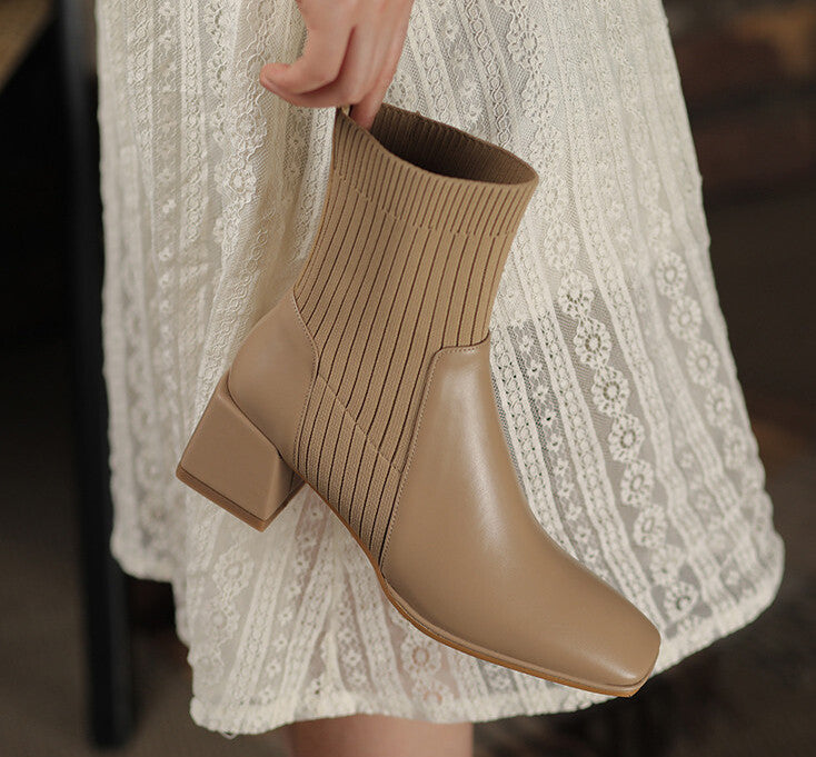 Valeria - Botines Tacón Grueso Elástico