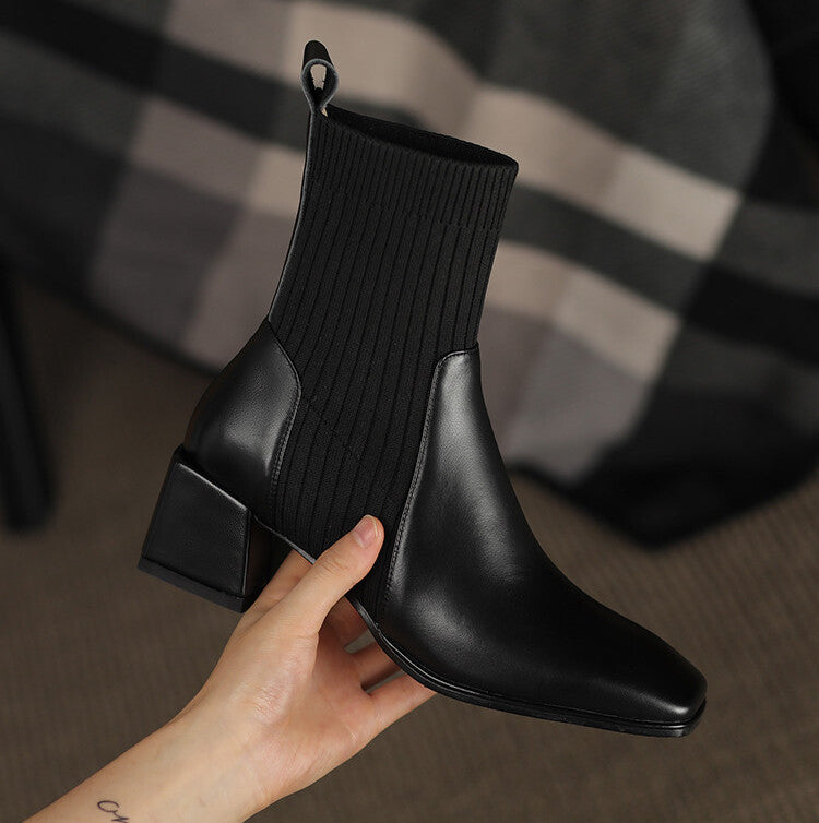 Valeria - Botines Tacón Grueso Elástico